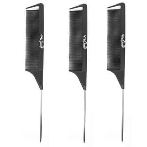 Hook Pin Tail 3 pc Carbon Combs Rat Tail Loc Comb (3 comb)